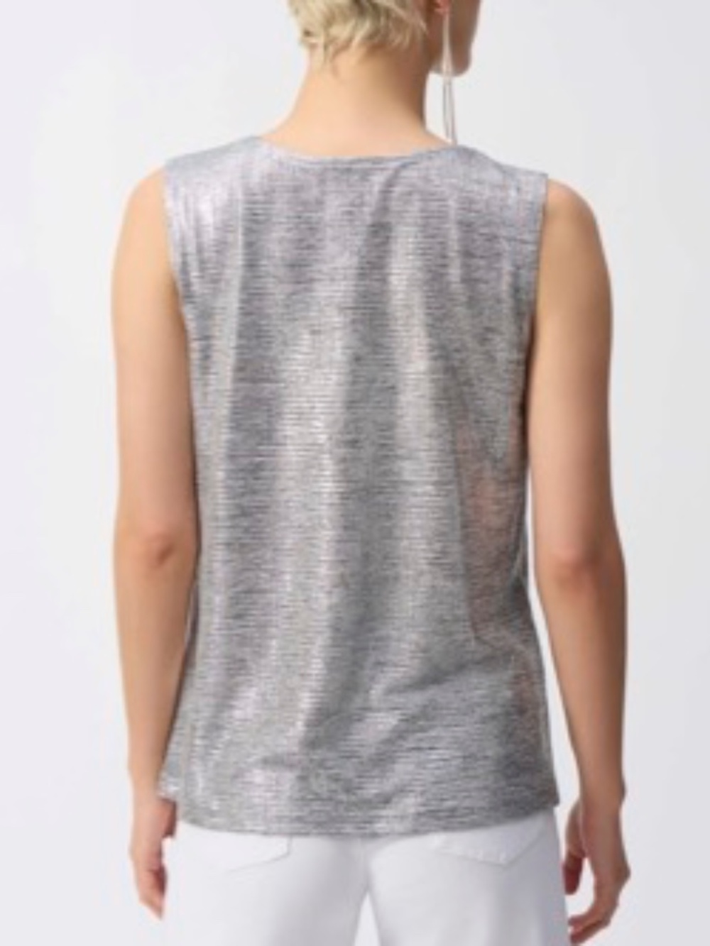 ✨ NWT Joseph Ribkoff Silver Metallic Shimmer Drape Neck Top | Size 14 - Picture 2 of 7